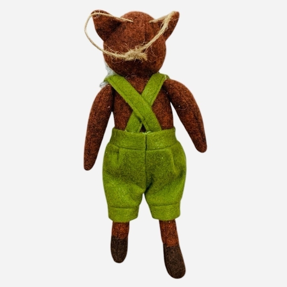 Handmade Ornament Fox Gentleman Felted Stuffed Christmas Tree Ornament Xmas Deco - Picture 5 of 5
